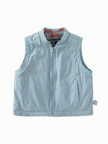 mini bala Chaleco unisex para bebé y niños, cálido, grueso, suave, holgado y versátil, para usar como prenda interior y exterior, otoño e invierno - gris azul - Ver 4