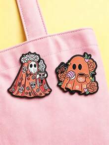 1 buah/2 buah Bros Wanita Hantu Bunga Kartun Lucu, Pin Dekoratif untuk Tas & Pakaian, Hadiah Liburan - MultiWarna - View 2