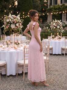 Elegant Party Romantic Party Lace Party Holiday Date Cocktail Wedding Guest Travel Graduation Prom All Season Bridesmaid Dress - Pink - View 4