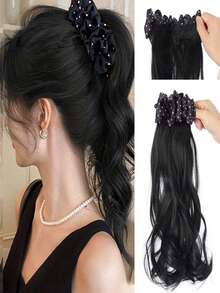 Ponytail Wig For Women Polka Dots Banana Wave Clip Deep Wave Clip To Create Volume And Add Thickness To The Hair - Multicolor - View 10