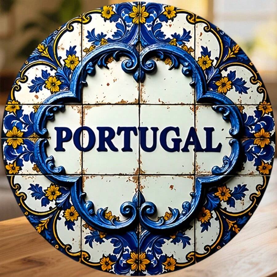 Portugal Azulejo Blossoms In Blue And Gold Magnet Where The Soul Of The Country Lives In Every Hand-Painted Petal Keepsake For All Metal Surfaces Throughout The Home - A - View 1
