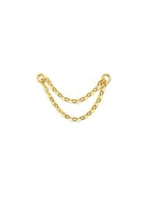1Pc 925 Sterling Silver Gold‑Tone Double Layer Chain Dangle Charm Detachable Link Pendant For Hoop Earrings Perfect For Daily Wear Party Gift Giving - Gold - View 5