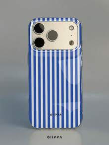 GIIPPA 1件 藍色條紋圖案設計手機殼，適用於 Phone 17 Pro Max，相容於 Phone 16 Pro Max、15 Pro Max、14 Pro Max，韓系高端時尚趣味手機殼，相容於 11/12/13/14/15/16 Pro Max Plus，優雅設計適合男女使用，聖誕節、情人節、復活節、婚禮季及生日送給女友的完美禮物！ - 藍色 - 查看 1