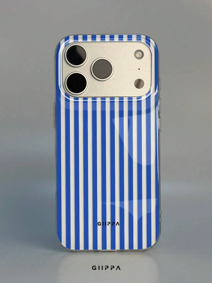 GIIPPA 1件 藍色條紋圖案設計手機殼,適用於 Phone 17 Pro Max,相容於 Phone 16 Pro Max、15 Pro Max、14 Pro Max,韓系高端時尚趣味手機殼,相容於 11/12/13/14/15/16 Pro Max Plus,優雅設計適合男女使用,聖誕節、情人節、復活節、婚禮季及生日送給女友的完美禮物! - 藍色 - 查看 1