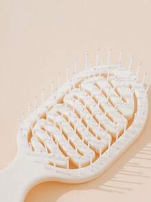 2pcs/1pc Mini Ivory Hollow Portable Styling Hair Brush, Hair Salon Beauty Travel Essential Hair Comb Tool Accessory, Unisex, Multi-Functional Dry & Wet Hair Detangling Brush, Suitable For All Hair Types - Apricot - View 3