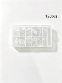 120pcs Short Almond Shaped Acrylic Nail Tips, Pre-Formed Semi-Matte Full Coverage Square Transparent Gel Press-On False Nails For Nail Extension, Home DIY Manicure - Multicolor - View 10