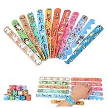 Bluey 12pcs/Set Cartoon Clapping Bracelets, 12 Unique Designs, Fun Party Favors And Holiday Decorations, Suitable For Birthday Parties, Events And Celebrations, Colorful Clapping Bracelets With Cute Patterns, Party Fillers, Carnival Toys - Multicolor - View 6