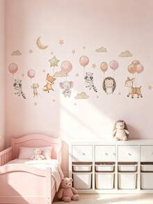 1set/2sets/4sets Self-Adhesive Wall Stickers Featuring A Bohemian Rabbit, Butterflies, And Flowers For Baby Room Decor, Suitable For Living Rooms - Multicolor - View 5