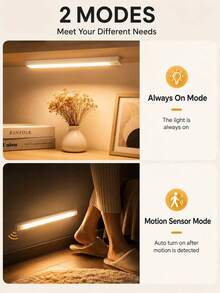 4 قطع شريط إضاءة LED دافئ USB 10/20/30/50 سم مع مستشعر حركة - شريط إضاءة LED بمستشعر حركة لاسلكي، إضاءة تحت الخزانة، مصباح ليلي مغناطيسي قابل للشحن قابل للالتصاق للممر وخزانة المطبخ والرف والخزانة وديكور المنزل - متعدد الألوان - مشاهدة 11