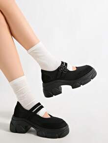 Design-Driven Functional Style Ballet Sports Shoes For Women 2025 New Thick Sole Mary Jane Shoes - Black - View 4