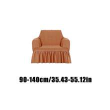 Multi-Functional Elastic Sofa Cover With Ruffle Trim-Perfect For Living Rooms And Bedrooms, Easy To Clean, Suitable For Couches For Living Room, Room Deco, Sectional, Home Deco, And Bedroom - Flesh Orange - View 10