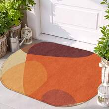 1pc Oval Flannel Door Mat, Soft Comfortable Absorbent Non-Slip Machine Washable With Non-Slip Backing, Suitable For Entrance, Living Room, Patio, Bedroom, Kitchen, Laundry Room, Bathroom, Multi-Functional Home Floor Mat, Entryway Rug, Kitchen Bathroom Carpet, Holiday Decoration - Multicolor - View 1
