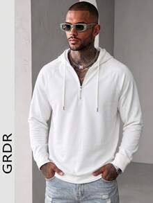 GRDR Men's Hooded Slim Fit Regular Shoulder Long Sleeve T-Shirt - White - View 6