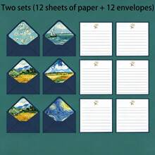 6/12/18/24Pcs Vintage Oil Painting Pattern Envelopes, Luxury Art Print Invitation Cards, Retro Elegant Greeting Card Envelopes For Wedding, Birthday, Christmas Party Decor - Oil Painting Envelope - View 15