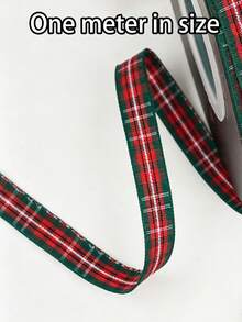 1m, 1cm Wide Christmas Plaid Ribbon, Polyester Woven Plaid Ribbon, For Gift Wrapping, Bow DIY Crafts, Christmas Decoration - 1cm Wide Christmas Ribbon - View 6