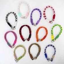 High-Value Minimalist Dopamine Woven Striped Colorblock Personalized Double Buckle Cup Rope Short Wrist Strap Suitable For All Phone Clip-On Hand Strap CCD Camera Phone Case Lanyard Multicolor Double Silver Buckle Short Thick Durable Detachable Hanging Chain Outdoor Sports Phone Case Clip-On Pendant Versatile Anti-Lost Wrist Woven Rope - Multicolor - View 2