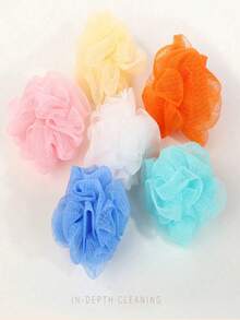 2 Large Flower Bath Sponges With Hanging Loop Exfoliating Body Scrub Brush - Multicolor - View 4