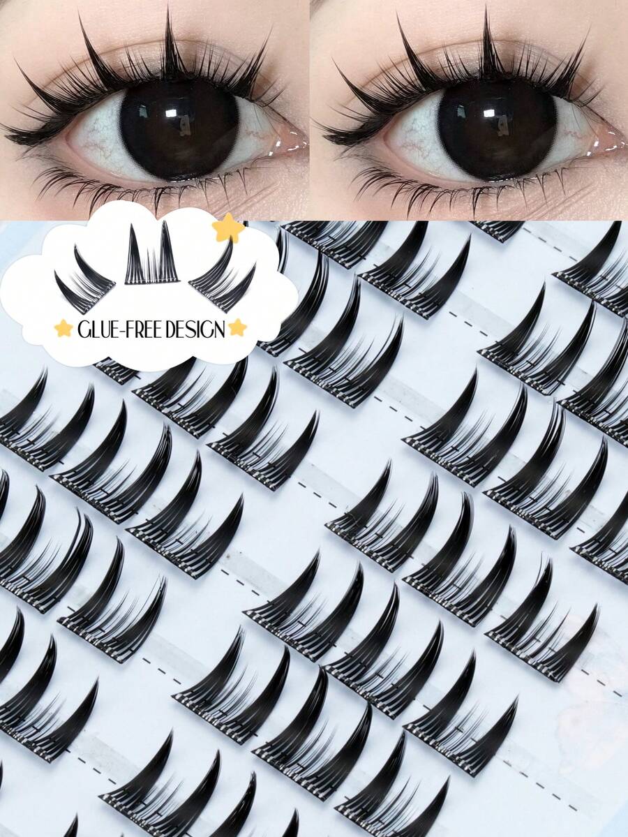 60PCS Self-Adhesive Comic Eyelash Clusters, Easy To Create Beautiful ...