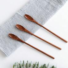 1/3 件木质咖啡搅拌勺，长柄圆勺，厨房，圣诞礼物，学校用品 - 棕色 - 查看 3