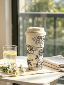 Miniso Fresh Cartoon Outdoor Home Supplies Portable Hanging Rope Water Bottle Large Capacity Insulated Cup Cute Style Student School Use Suitable For Cup Holder, Insulated Cup, Rubber Base, Unisex Gift - White - View 5