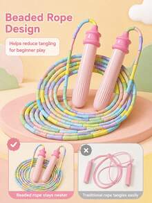 Adjustable Knot Jump Rope With Non-Slip Thumb Grip And Color-Coded Beads - Lightweight And Portable, Suitable For Gym, Travel, Beginners, Fitness Workouts And Professional Training - Multi-Color Design, Suitable For Different Skill Levels - Multicolor - View 1