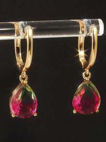 Gmzalx Vintage Elegant Colorful Water Drop Dangle Earrings, Soft Alluring Luster, Exquisite Banquet Accessory, Premium Gift For Women - Colorful - View 4