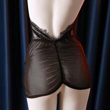 2-Piece Sexy Lingerie Set For Women Party Club Dress, Lace Bodycon Halter Neck Secretary Roleplay Nightgown - Black - View 7