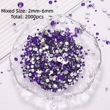 2mm-3mm-4mm-5mm-6mm Mixed Size 1440 Pieces/2000 Pieces/Pack Resin Rhinestone Color Non Heat Fixed Flat Back Adhesive Flash Foaming Rhinestone Jelly Beads For Mugs, Bottles, Rollers, Phone Cases, Handmade DIY Jewelry Accessories - Mixed Size - View 15