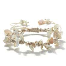 1Pc Boho Handmade Natural Crushed Crystal Bracelet Adjustable Summer Beach Dainty Stackable Bangle Wristband Jewelry Gift For Women - Multicolor - View 23