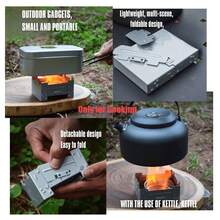 4pcs Mini Folding Camping Stove Set, Random Style, Compact Design With Wind Guard And Fuel Tray, Multi-Purpose Wood/Charcoal Stove, Suitable For Hiking, Camping, Emergency Survival, For Cooking Only, Do Not Contact Food, Suitable For Pots, Pans, Bowls - Multicolor - View 7