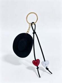 1pc Western Cowboy Hat Keychain, Suede Rope & Bead Design, Versatile Fashionable Fun Pendant, Couple Style - Multicolor - View 10