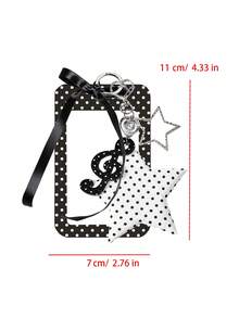 Exquisite Polka Dot ID Card Holder, Music Element Hanging Card Sleeve, Lucky Star Card Pouch, Wavy Transparent Card Holder With Keychain, Delicate Girl Accessory, Work Badge Protector; No RFID Function, With Detachable Keychain And Detachable Lanyard/Pendant - With ID Window And Card Slot, Suitable For ID Card, Student ID, Meal Card, Work Pass And Subway Access Card, Back To School Essential, Ideal Gift For Girls - Multicolor - View 10