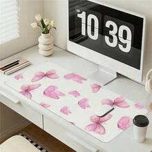 A Pink, Minimalist, Oversized, And Durable Leopard Mouse Pad Featuring A Butterfly Aesthetic-Suitable For Gaming, Office Use, Laptop Keyboards, Or As A Leopard Desk Mat, A Non-Slip Short Plush Base, And Is Available In Multiple Sizes - View 1
