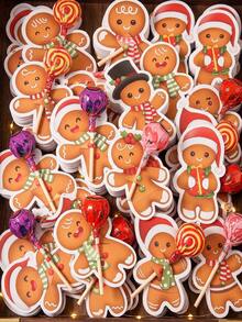 48pcs Christmas Cartoon Gingerbread Man Lollipop Cardstock, Christmas Mixed Style Lollipop Decoration Cardstock, Gingerbread Man Shaped Lollipop Cardboard, Christmas Candy Paper Packaging, Christmas Party Supplies, Christmas Party Decoration, Christmas Home Decor, Autumn/Winter Holiday Decoration, Room Decor, Kitchen Decor, Christmas Gift, Party Favors, Christmas Gift Wrapping Supplies, 2027 New Year Home Holiday Party Decoration - Christmas Gingerbread Man - View 7