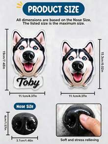 Custom Dog Nose Squishy Fridge Magnet Sticker – Personalized Pet Nose Squeeze Toy With Custom Face & Name - Multicolor - View 6