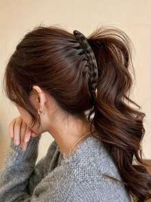 3/1pc Large Vertical Banana Hair Clip With Back Comb, Non-Slip Women's Ponytail Hair Clip, Thickened For Added Volume, Brown/Black/Grey Leopard Print - High-Strength Hair Clip, Suitable For Braiding, Buns, Updos - Suitable For Thick/Curly Hair - Fashionable And Practical, Suitable For Daily Or Formal Occasions Hair Accessories, Hair Clips, Beach Hair Clips, Hair Styling Accessories, Autumn Decoration, Halloween Gift, Christmas Gift - A - View 6