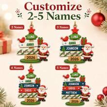 Custom Festive Christmas Family Ornament, Personalized 2-5 Names , Merry Christmas Signpost Ornament For Family Home Holiday Decorations, Customized Xmas Keepsake Gift For Parents Kids And Loved Ones, Customizable Christmas Tree Ornament. - Style C - View 3