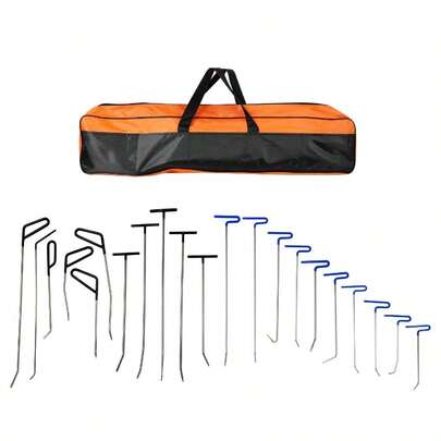 21 Pcs Paintless Dent Repair Rods Kit, Stainless Steel Dent Removal Pry Rods, Multi-Shape Whale Tail Dent Tools, Professional Hail Dent Repair Kit Car Hail Damage, Door Dings, Minor Dents