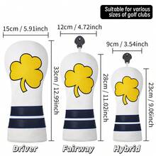 1pc Embroidered Yellow Clover Golf Club Head Cover, Pu Club Protector For Driver Fairway Wood Hybrid, Sports Golf Accessory - Multicolor - View 12