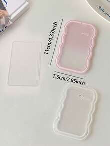 Cute Wavy Edge Gradient Transparent ID Card Holder With Lanyard, Ins Minimalist Soft Silicone Card Sleeve, With Shiny Rhinestone Round Retractable Badge Reel And Detachable Halter, Card Storage Box, Anti-Loss Lanyard,Travel Essential - Multicolor - View 10