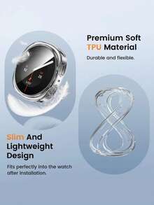 Soft Electroplated Case With Screen Protector Full Coverage Bumper Shell Cover Compatible With Samsung Galaxy Watch 8/9 40mm 44mm TPU Ultra-Thin Cover Shockproof Scratch-Resistant Anti-Collision Screen Protector Case Galaxy Watch 8 9 Protective Shell Classic 44mm 40mm Sports Accessories Watch 9 Watch 8 Men/Women, Black/Transparent/Gold/Silver - Full-coverage Case - View 5