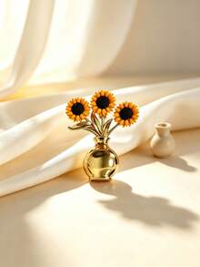 Vintage Gold Metal Sunflower Brooch, Women's Multi-Functional Clothing Accessory, Daily Commute Party Supplies, Holiday Gift - Gold - View 10