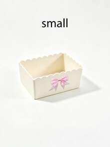 صندوق تخزين برباط فيونكة كريمي، صندوق تخزين مستحضرات تجميل برباط فيونكة حلو، منظم القرطاسية، حاوية تخزين غرفة النوم، حامل القرطاسية لمكتب الطالب، سلة تخزين الأغراض المنزلية المتنوعة، ديكور مكتب العمل، صندوق تخزين الإكسسوارات - متعدد الألوان - مشاهدة 19