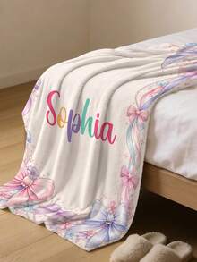 1pc Customized Name Blanket, Personalized Name Blanket, Suitable For Bed, Living Room Sofa, Outdoor Beach Camping Pet, Personalized Home/Pet/Couple Bed Blanket, Personalized Christmas Gift, Home Gift, Birthday Gift, Gift For Friends, Gift For Her, Gift For Son/Daughter - Style 1 - View 6