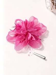 1pc Women's Hair Accessory Hat Kentucky Style Tea Party Hat Horse Racing Headband Wedding Floral Hair Clip - Hot Pink - View 5
