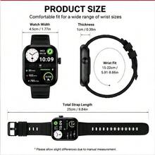 Black Smart Watch With 2 Straps, 2.04 Inch HD Display, Bluetooth Calling, IP68 Waterproof, AI Watch Face, Heart Rate And Sleep Monitoring, Multiple Sports Modes, 5-10 Days Battery Life - View 3