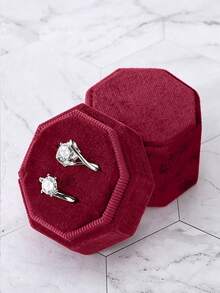 1pc Velvet Ring Box, Hexagonal 3-Slot Ring Box, Suitable For Wedding Ceremony, Can Hold Multiple Rings, White Engagement Wedding Commemorative Box, Wedding Ring Storage Box, Engagement Ring Organizer Box - Multicolor - View 44