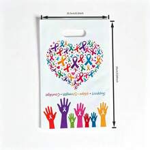 10/20/50PCS Charity Care Ribbon Theme Gift Bags, Hope & Support Printed Plastic Tote Bags, Charity Event Party Favor Bags - View 4
