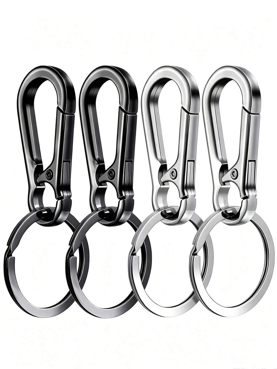 4/1pc Minimalist Multifunctional Durable Detachable Alloy Metal Backpack Waist Belt Car Key Chain, Key Ring Clip Metal Key Ring Shape Key Ring Key Chain Clip Hook Bracket Storage, Unisex, Home Essential, Halloween Teacher's Day Thanksgiving Christmas Gift - Multicolor - View 1