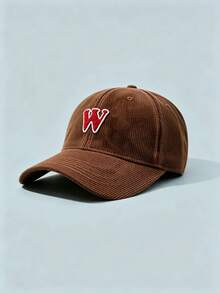 1pc Letter W Embroidered Corduroy Baseball Cap, Adjustable Soft Dad Hat, Unisex Casual Sun Hat For Outdoor Daily Travel - Multiple Styles - View 11